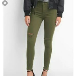 Gap Army Green Distressed Jeggings